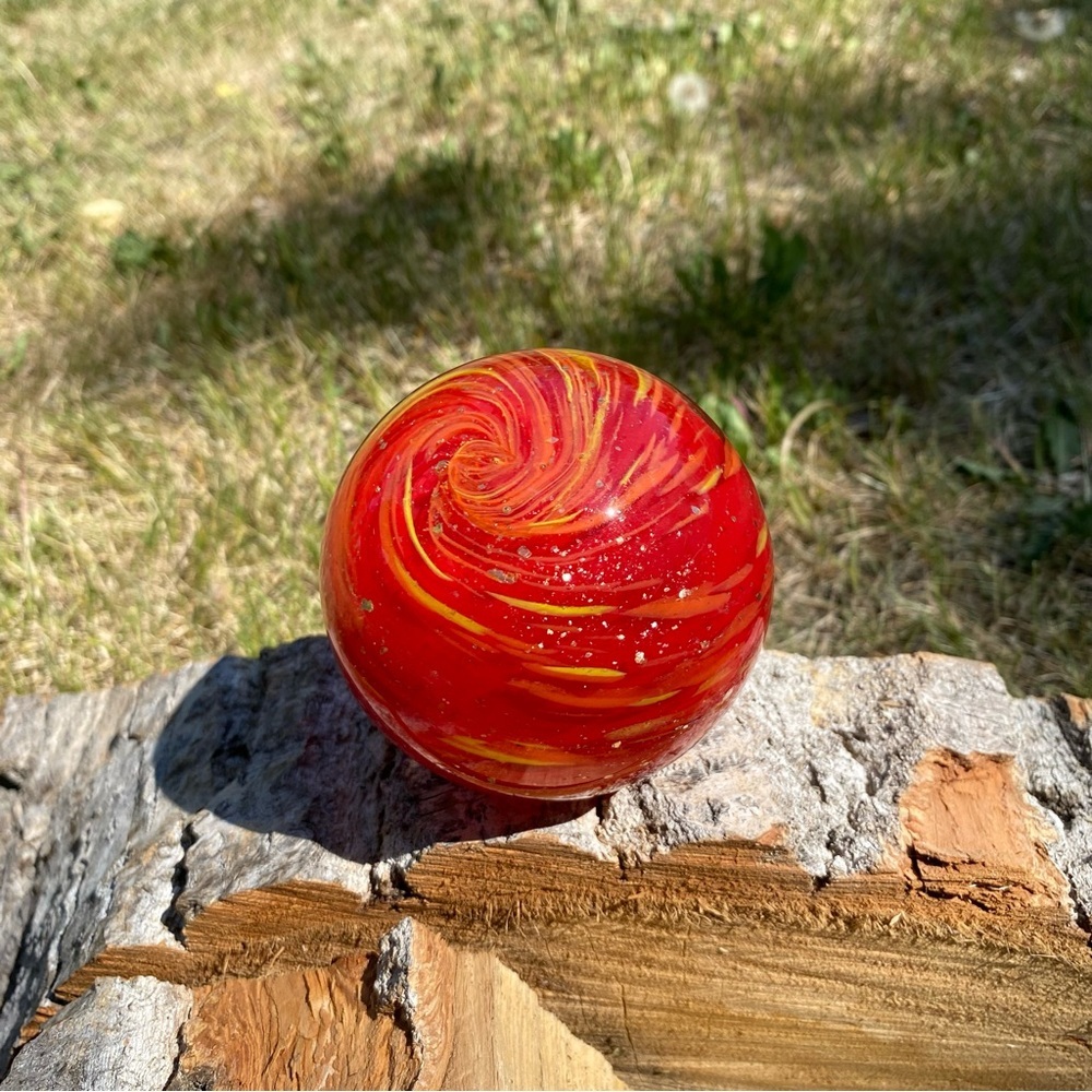 Vintage‎ Art Glass paper weight bright oranges and reds
